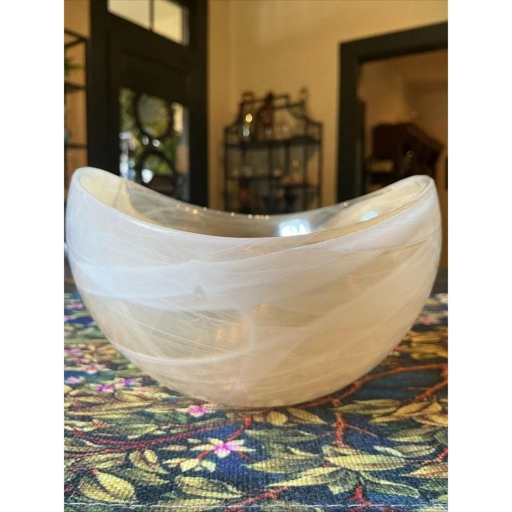 VTG Murano Venezia Beige Gold Opalescent Glass 8.75